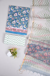 Premium Sanganeri Printed Cotton Suit With Kota Doria Duppta(BFCOTKD09)